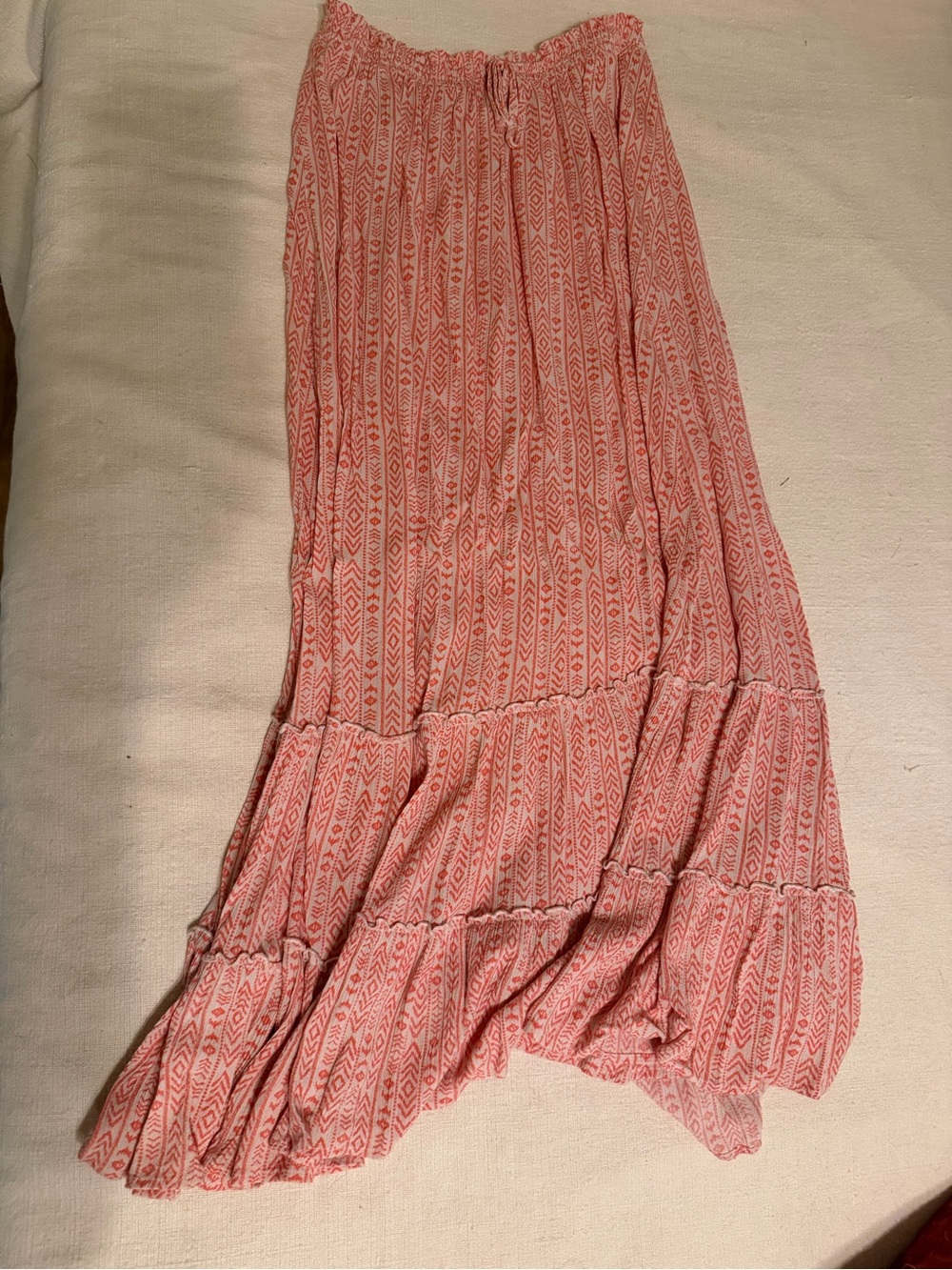 Women's Coral Patterned Tiered Maxi Skirt